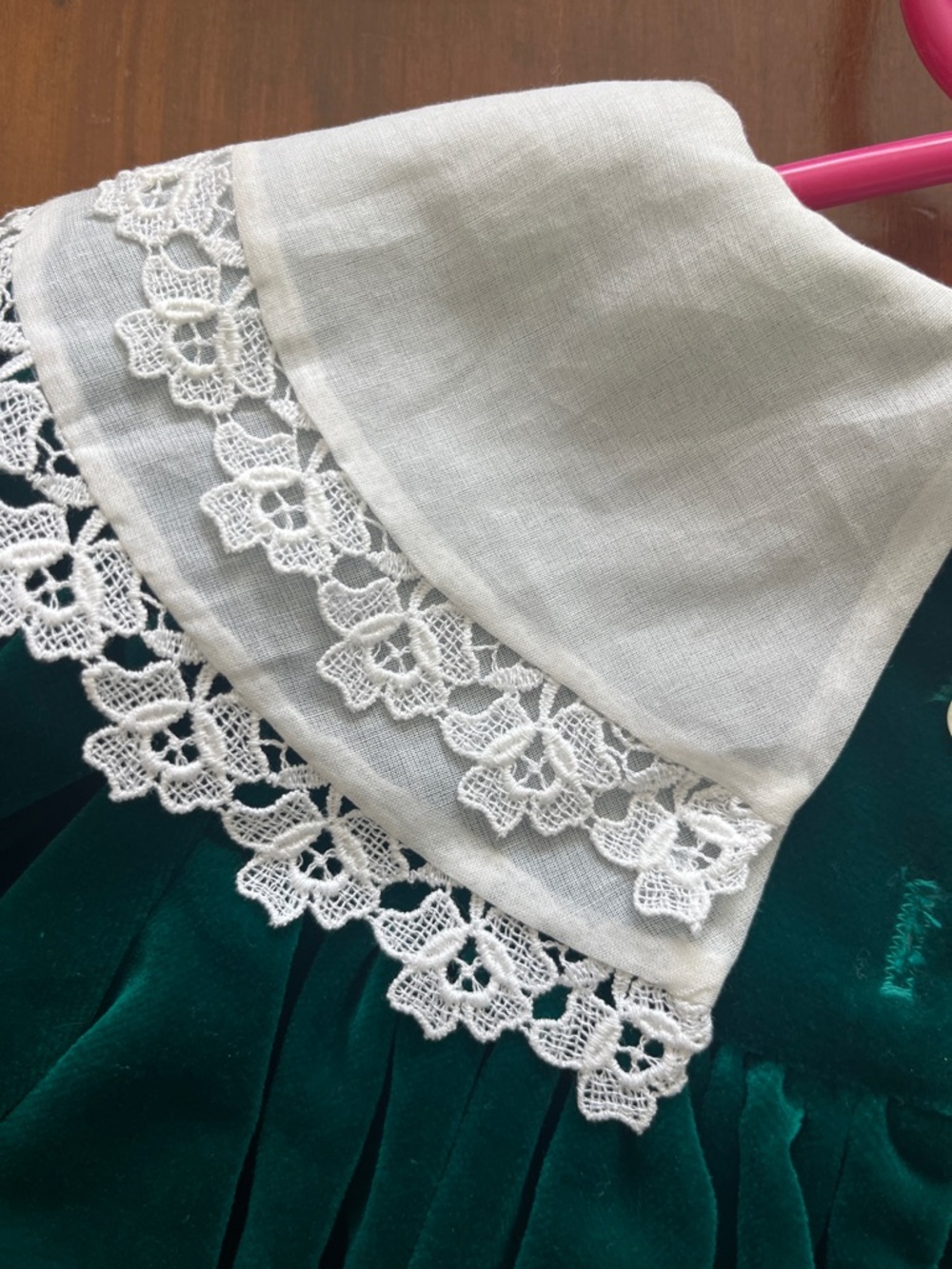 Green Velvet Toddler Dress - Picture 6 of 10